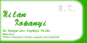 milan kopanyi business card